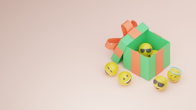 3d present box giveaway and emoji premium image