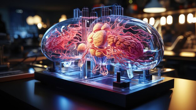 3D printed organs on a lab table medical innovation digital render