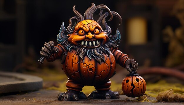 3d printed painted miniature heroic scale tabletop wargaming model of a pumpkin