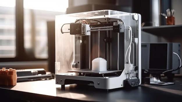 3D-printer afdrukken close-up fotorealistische Al gegenereerd