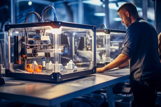 A 3D printer being calibrated and adjusted for optimal performance