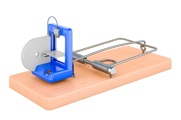 3D printer inside mousetrap 3D rendering