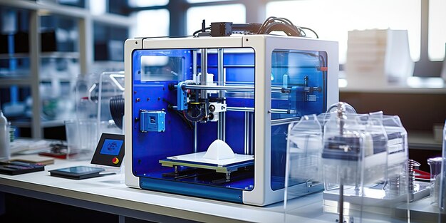 기술과 혁신을 주제로 한 플라스틱 부품의 3D 프린터