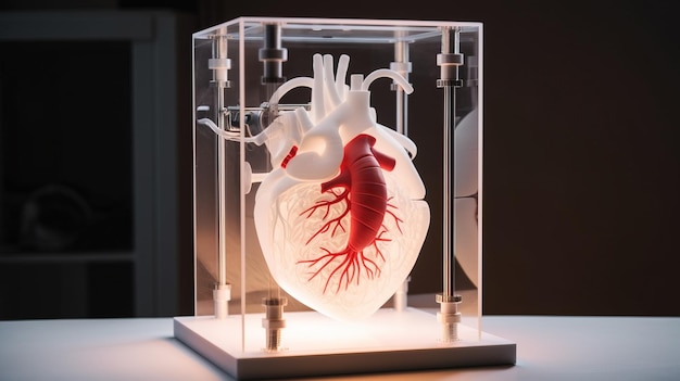 3D printer prints a human heart Medical implantation of organs AI generated