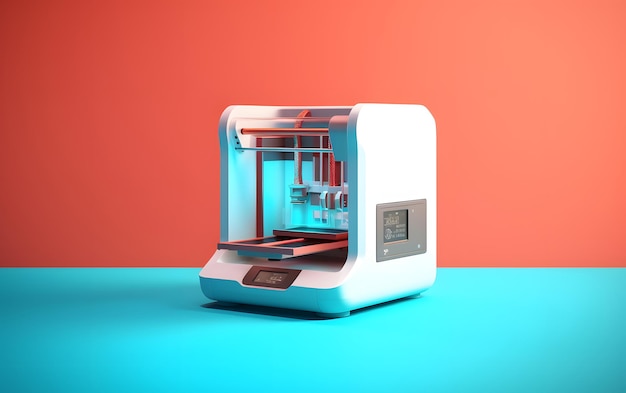 A 3d printer that has a blue background and the number 1 on it.