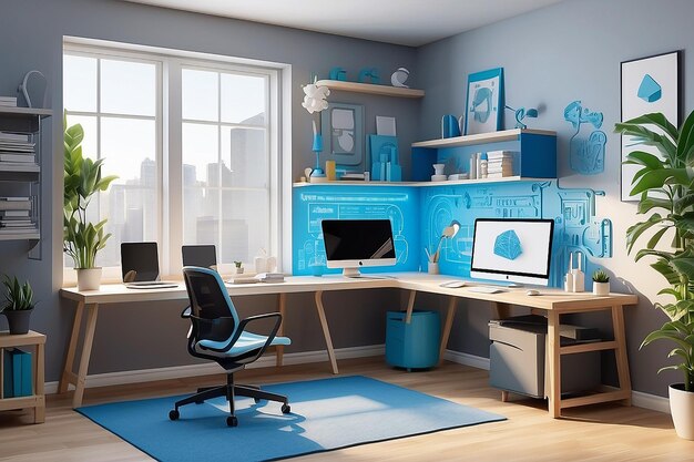 3d printing innovation home office vector design