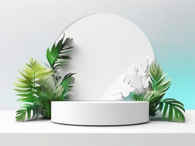 3d product mockup Luxe witte houten podium 3d rendering 3d stand met pruim