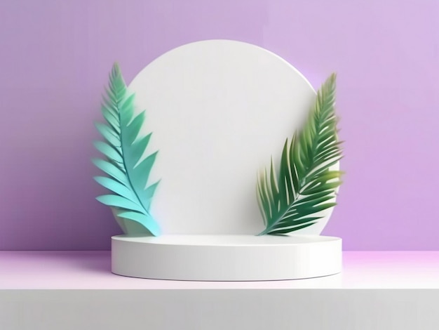 3d product mockup Luxury white wood podium 3d rendering 3d stand with plum