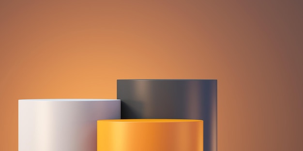 3d product podium mock up background for presentation with orange background; 3d rendering