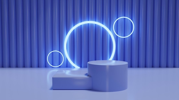 3D product podium with neon lights