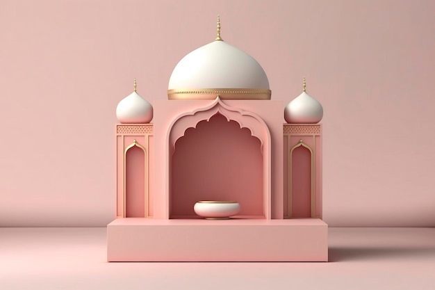 3D product stage, ramadhan, pink sage, islamic theme