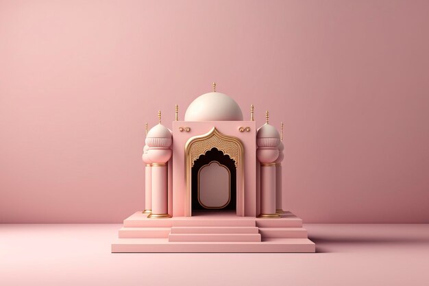 3D product stage, ramadhan, pink sage, islamic theme