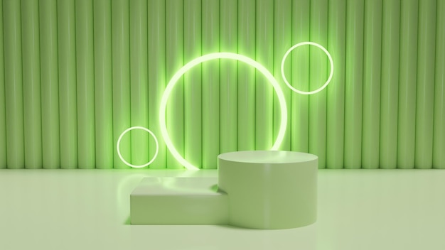 3d-productpodium met neonlichten