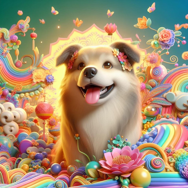 Photo 3d puppy illustration