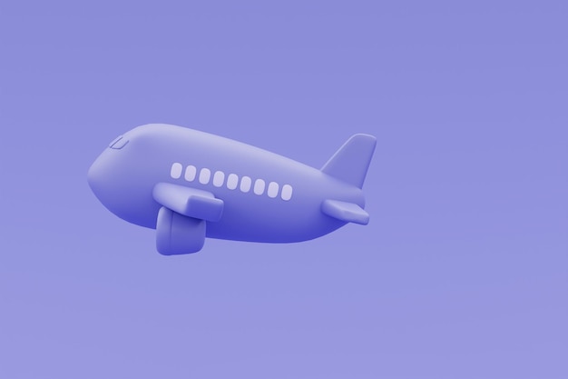 3d purple airplane isolatedTourism and travel conceptholiday vacationminimal style3d rendering