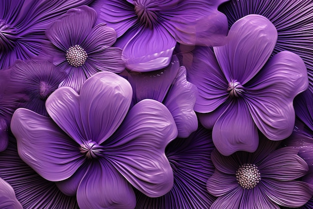 3d purple flowers clipart background