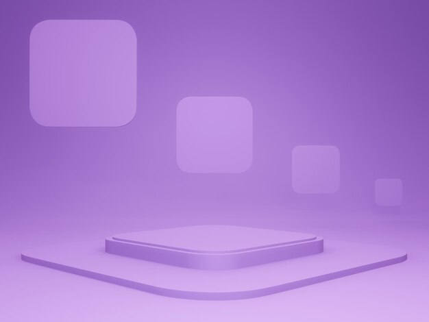 3D紫色の幾何学的表彰台製品スタンドモックアップ