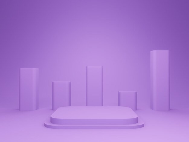 3D purple geometric podium Product stand mock up