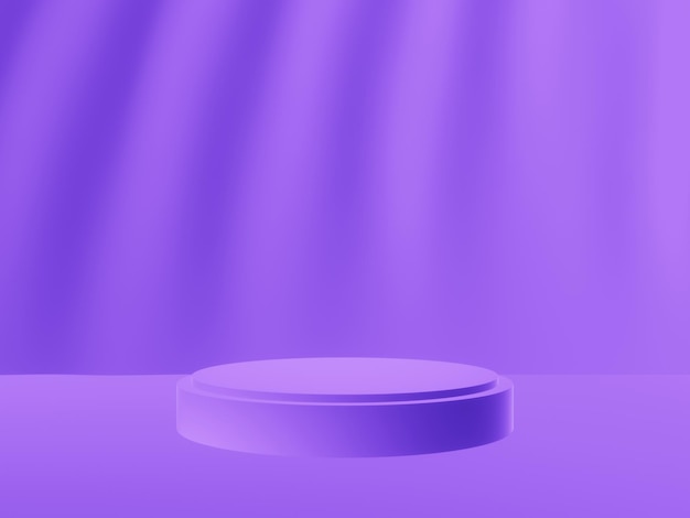 3D purple podium with wavy wall background