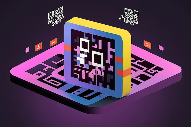 3D QR Code Flat Illustration | Premium AI-generated image