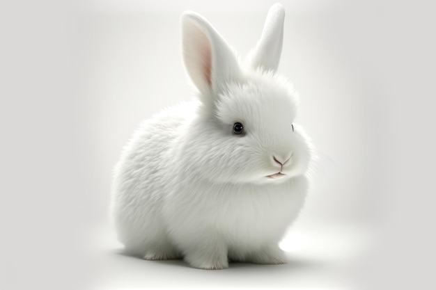 3d rabbit in cartoon stye full studio center in small white background.