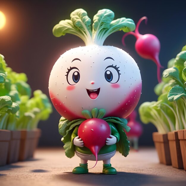 3d Radish cartoon character