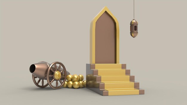 Foto illustrazione 3d dello sfondo del ramadan kareem 3d