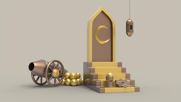 Foto illustrazione 3d dello sfondo del ramadan kareem 3d