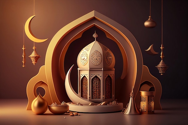 3d ramadan kareem islam achtergrond