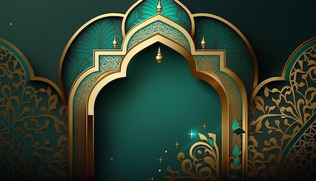 3D Ramadan Kareem-vakantieontwerp en Eid Mubarak Islamitische bannerachtergrond Vier Ramadan Heilige maand in Islam Achtergrond Realistisch 3d met halve maan hangende lantaarns Generatieve AI