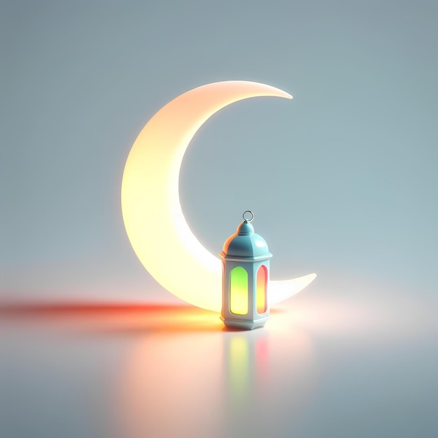 3d Ramadan lantern and crescent moon islamic background for Islamic Holiday celebration