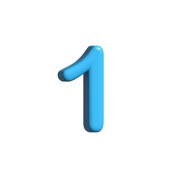 3d realistic blue number one icon