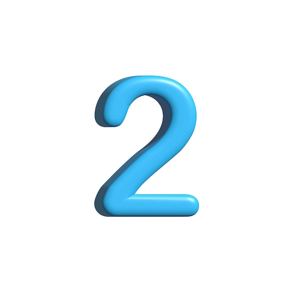 Photo 3d realistic blue number two icon