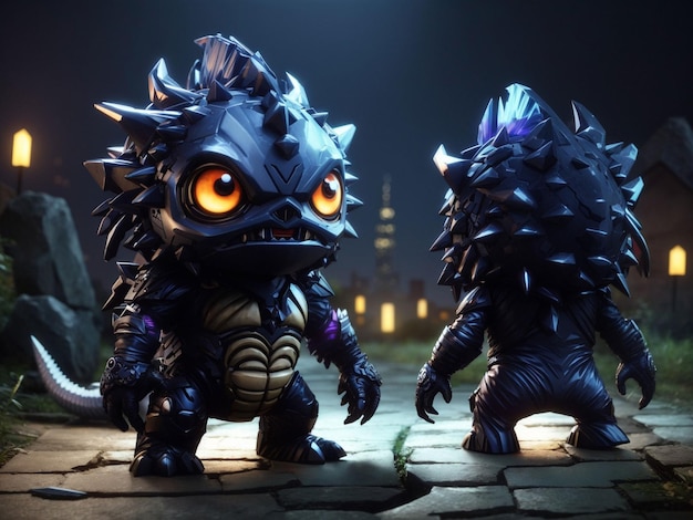 3d realistic chibi night monster