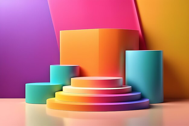 3d realistic colorful background podium product display