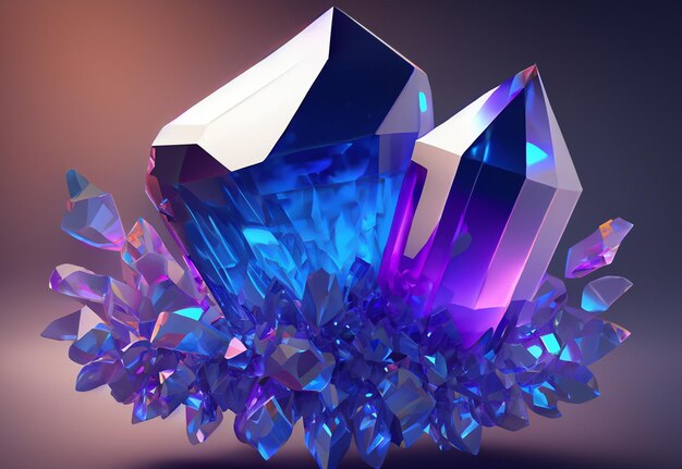 3D realistic colorful crystals design