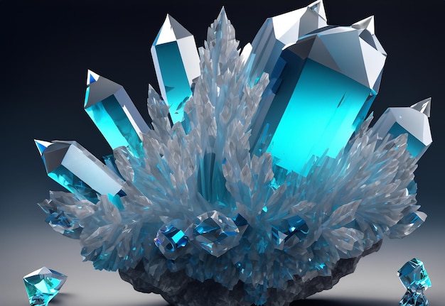 3D realistic colorful crystals design
