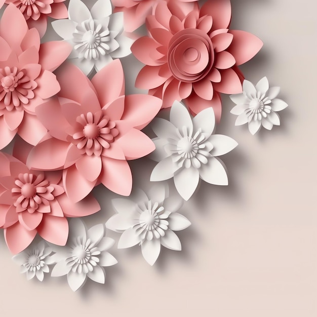 3D realistic colorful flower background design illustration