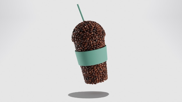 Photo 3d realistic cup full of coffee bean