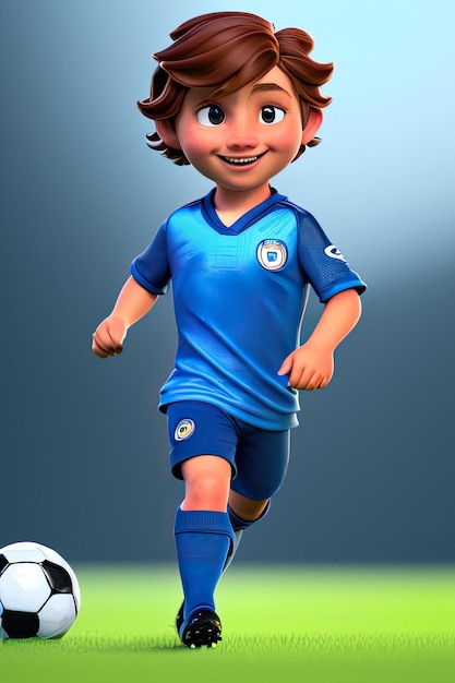 3d realistic cute young soccer player in stadium background Generative AI