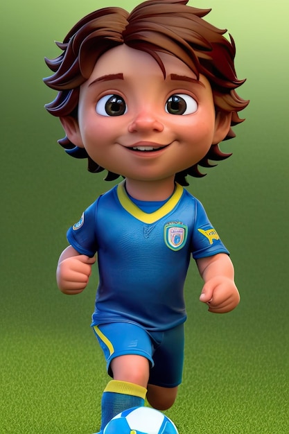 3d realistic cute young soccer player in stadium background Generative AI