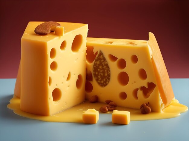 3d realistic delicious pieces of cheese