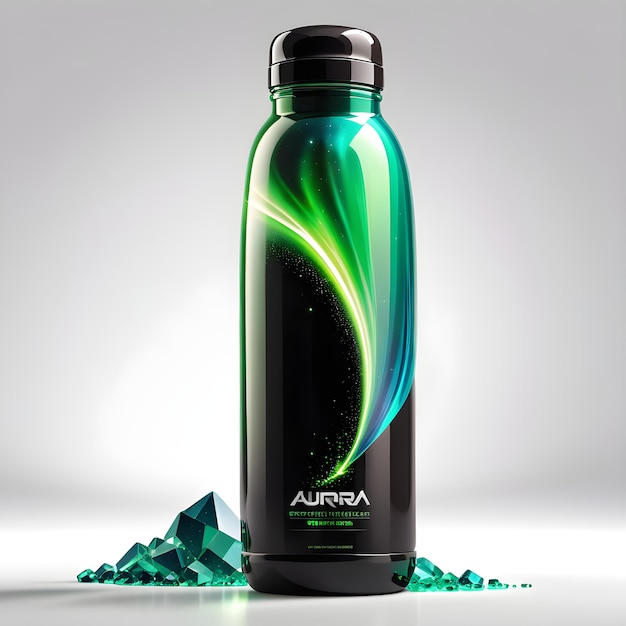 3d realistic detailed green energy drink bottle mockup