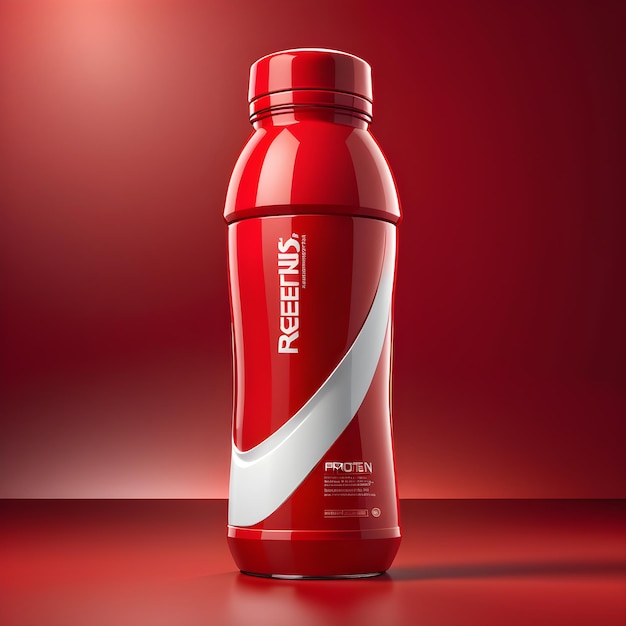 3d realistic detailed red sport bottle mockup