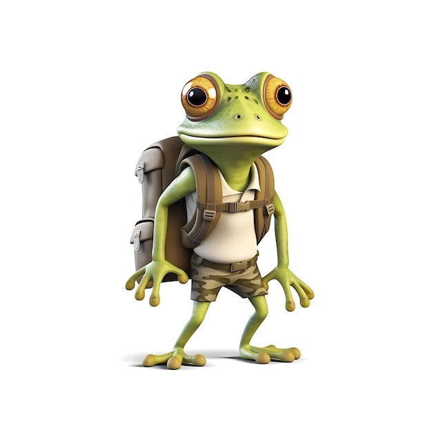 3D Realistic Frog Wearing Explorer Suit