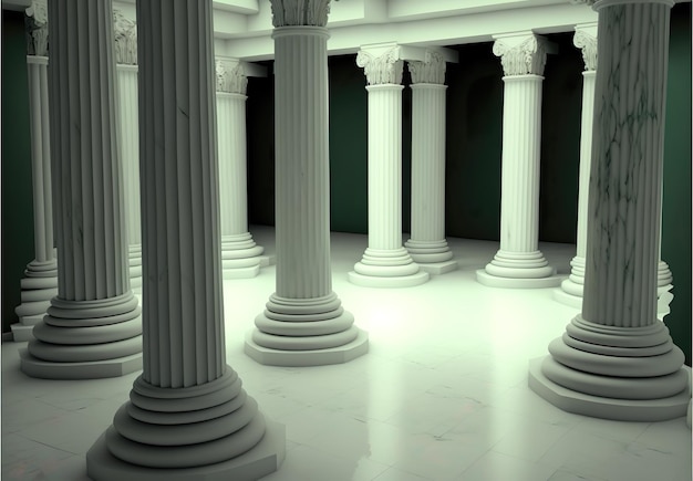 벽지 집 장식 을 위한 기둥 들 을 가진 3차원 현실적 인 그리스 성전 의 내부