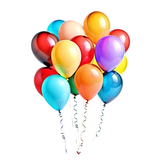 3D Realistic Helium Colorful Balloons Isolated