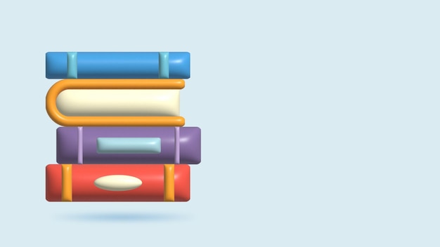 Photo 3d realistic illustration stack of closed books isolated render pile of books icon