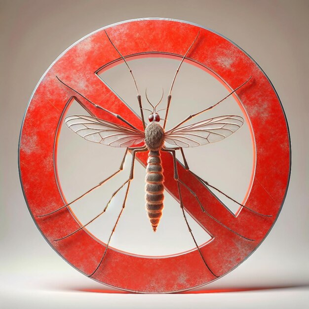 3D Realistic Mosquito Prohibited Red NoEntry Sign