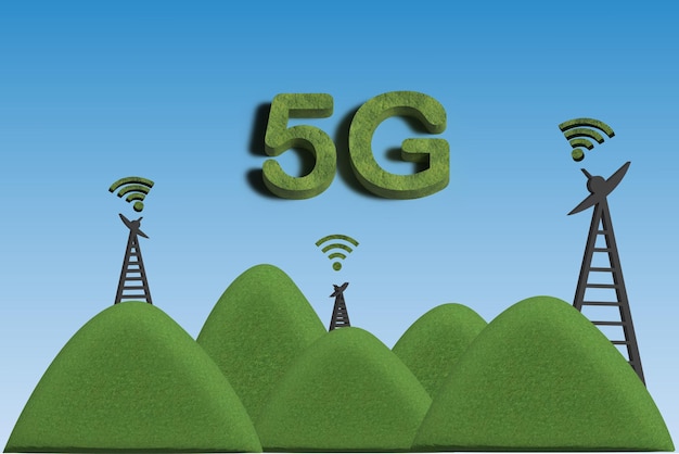 사진 3d 현실적인 네트워크 로고 5g 네트워크 연결 5g 로고